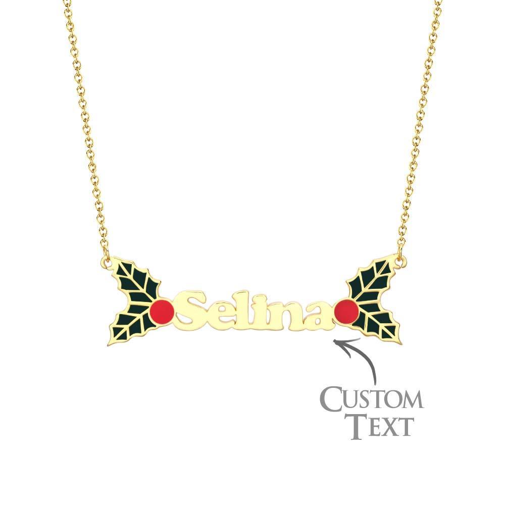 Collier Prénom Personnalisé Baies De Noël Cadeau Unique - votrecollierprenomfr