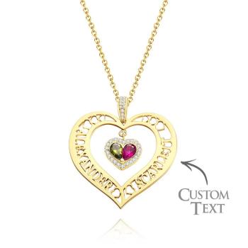 Collier Avec Pierre De Naissance Avec Nom, Pendentif En Forme De Cœur Creux, Bijoux Cadeaux Pour Femmes - votrecollierprenomfr