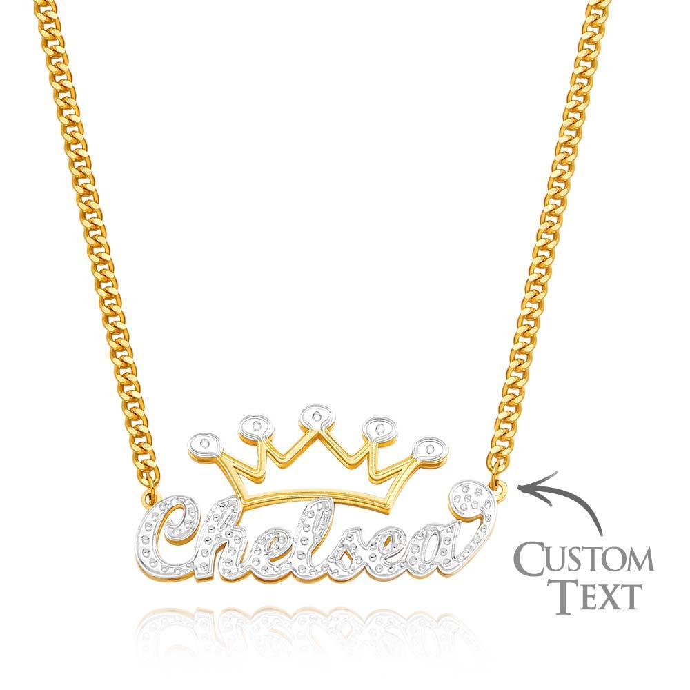 Collier Avec Nom Élégant, Pendentif Couronne Creuse Scintillante, Bijoux Cadeaux Pour Femmes - votrecollierprenomfr
