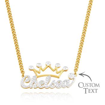 Collier Avec Nom Élégant, Pendentif Couronne Creuse Scintillante, Bijoux Cadeaux Pour Femmes - votrecollierprenomfr