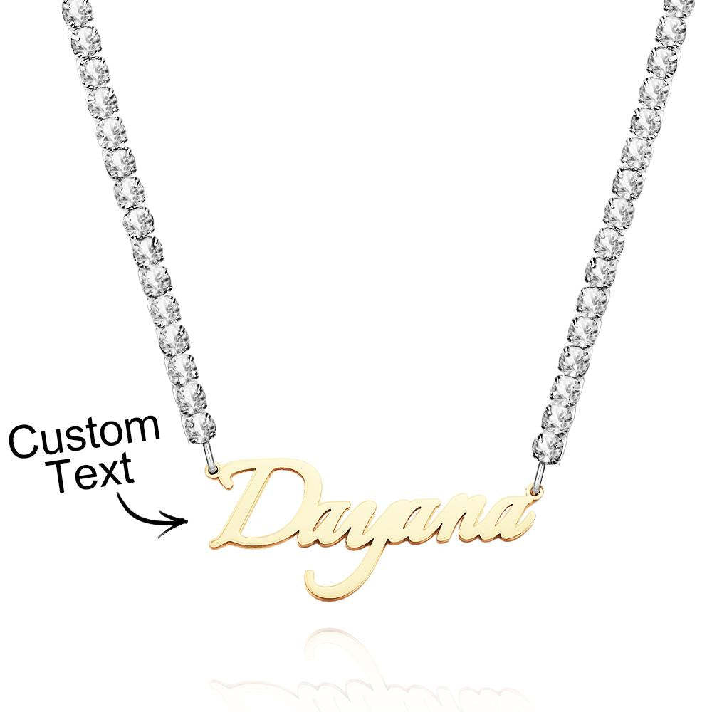 Collier Avec Nom Personnalisé, Chaîne De Tennis, Cadeau À La Mode - votrecollierprenomfr