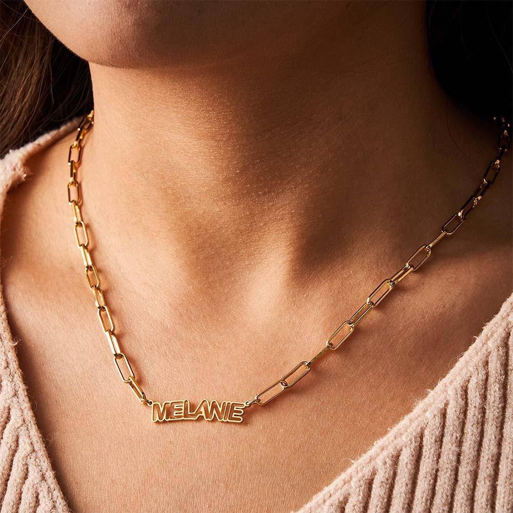 Collier Avec Nom Ajouré Personnalisé, Pendentif Élégant, Bijoux Cadeaux Pour Elle - votrecollierprenomfr