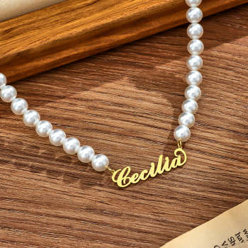 Collier Avec Nom Personnalisé, Perle, Cadeau Romantique Classique - votrecollierprenomfr