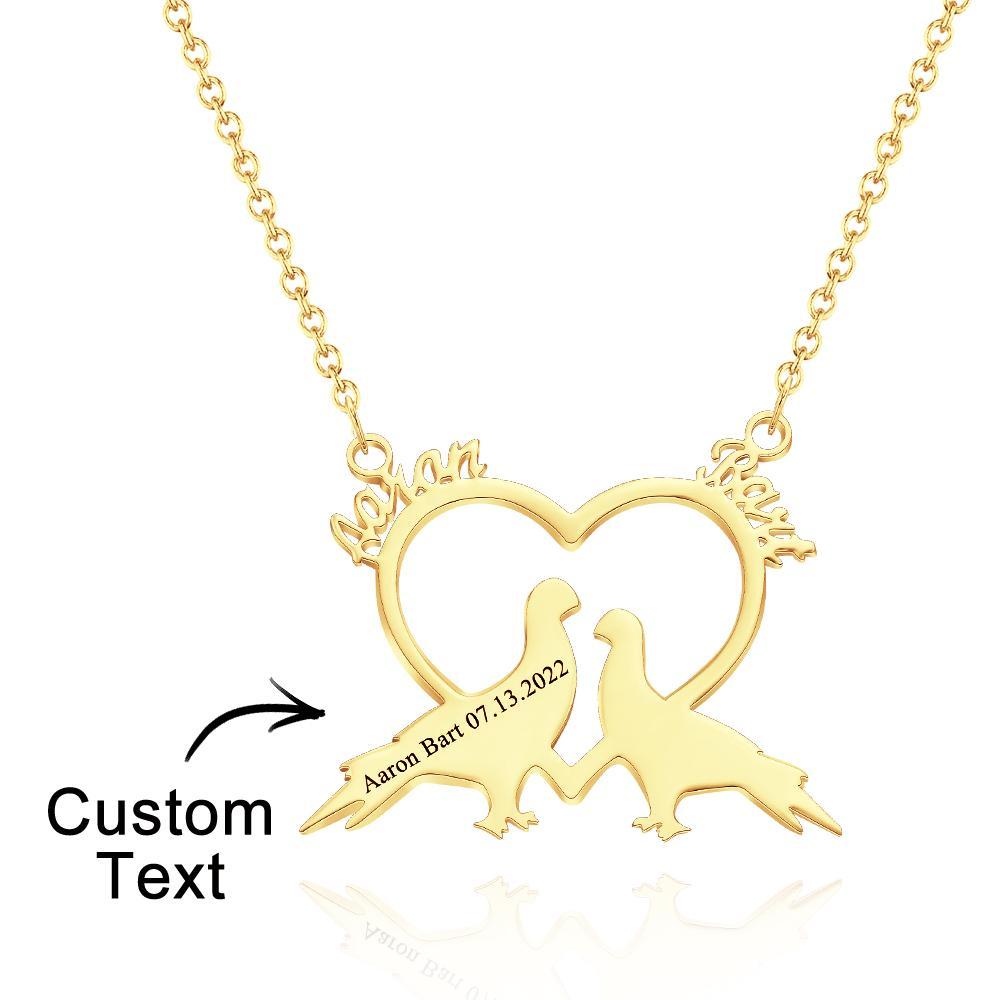 Collier Gravé Personnalisé Nom Personnalisé Romantique Inséparables Couple Cadeaux - votrecollierprenomfr