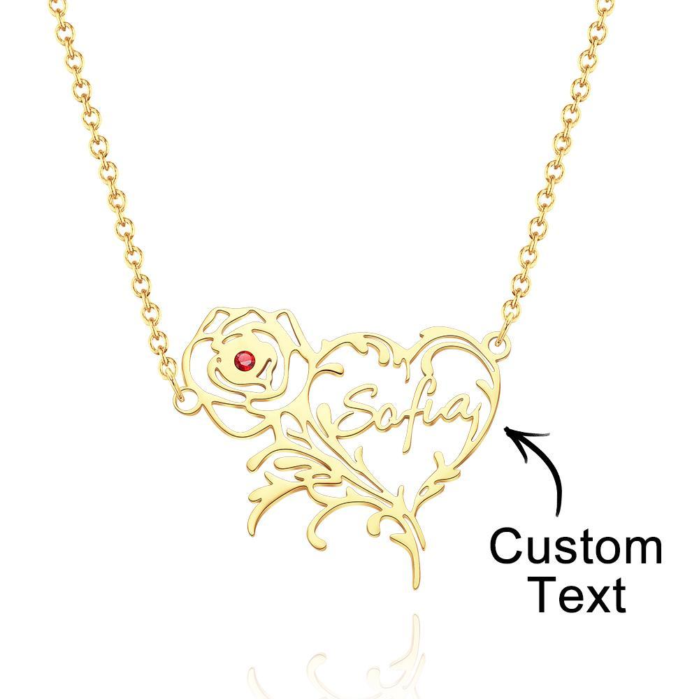 Nom Personnalisé Collier De Pierre De Naissance Rose Forme De Coeur Cadeaux Exquis - votrecollierprenomfr