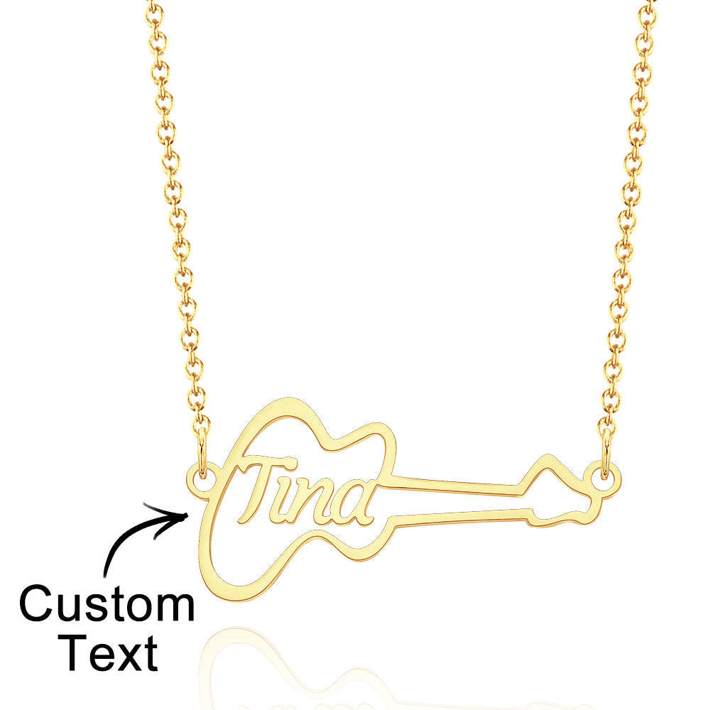 Collier De Nom En Forme De Guitare Personnalisé Punk Choker Pour Mélomane - votrecollierprenomfr