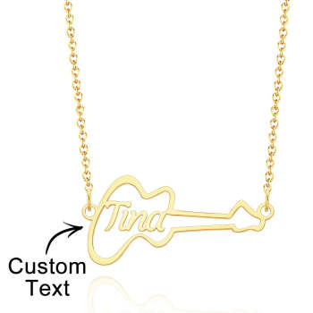 Collier De Nom En Forme De Guitare Personnalisé Punk Choker Pour Mélomane - votrecollierprenomfr