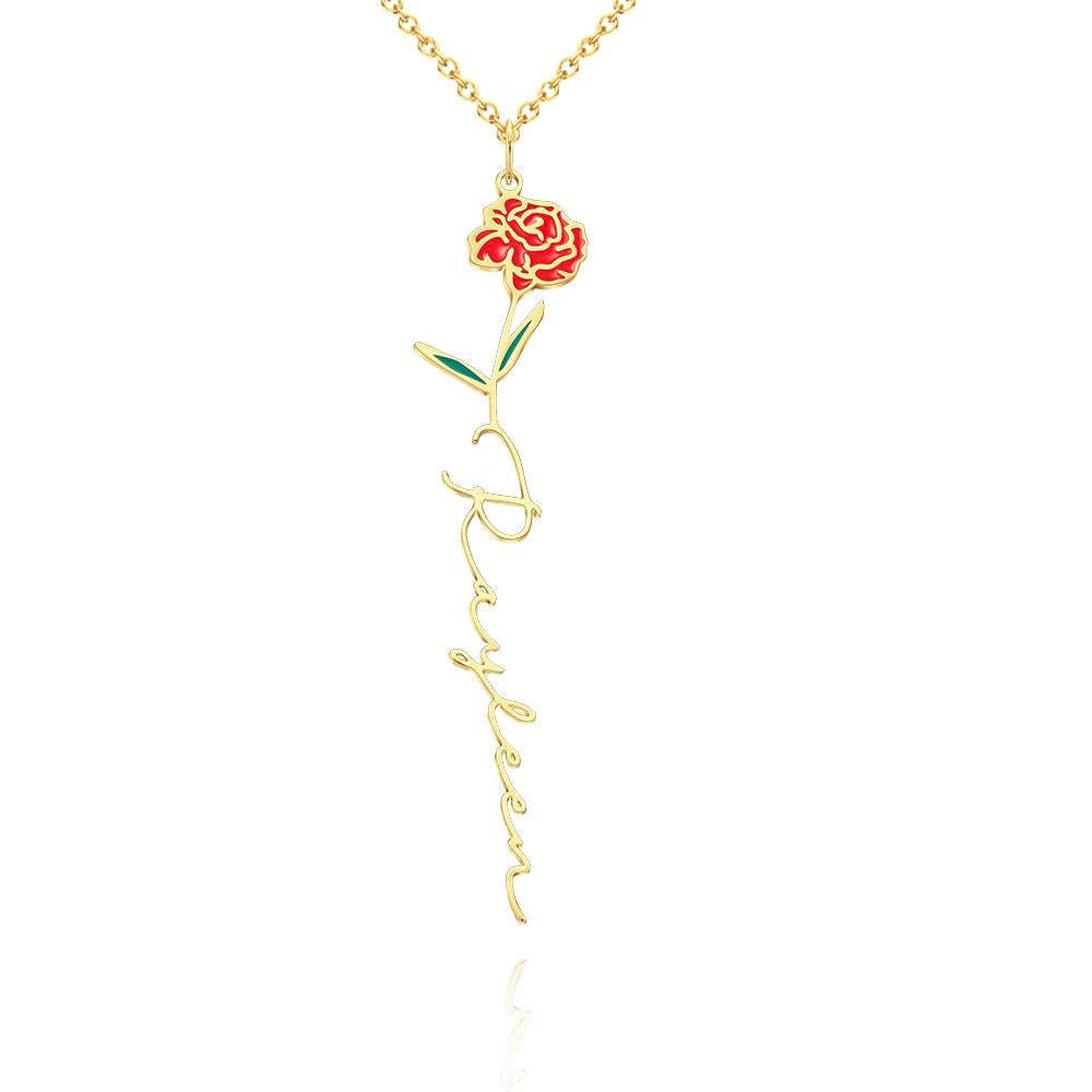 Nom Personnalisé Mois De Naissance Collier De Fleurs Colorées Pendentif Fleuri Délicat Bijoux Cadeaux D'anniversaire - votrecollierprenomfr