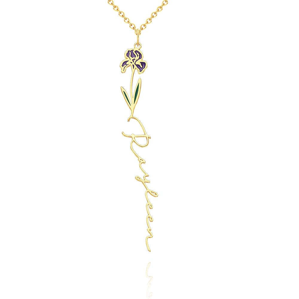 Nom Personnalisé Mois De Naissance Collier De Fleurs Colorées Pendentif Fleuri Délicat Bijoux Cadeaux D'anniversaire - votrecollierprenomfr