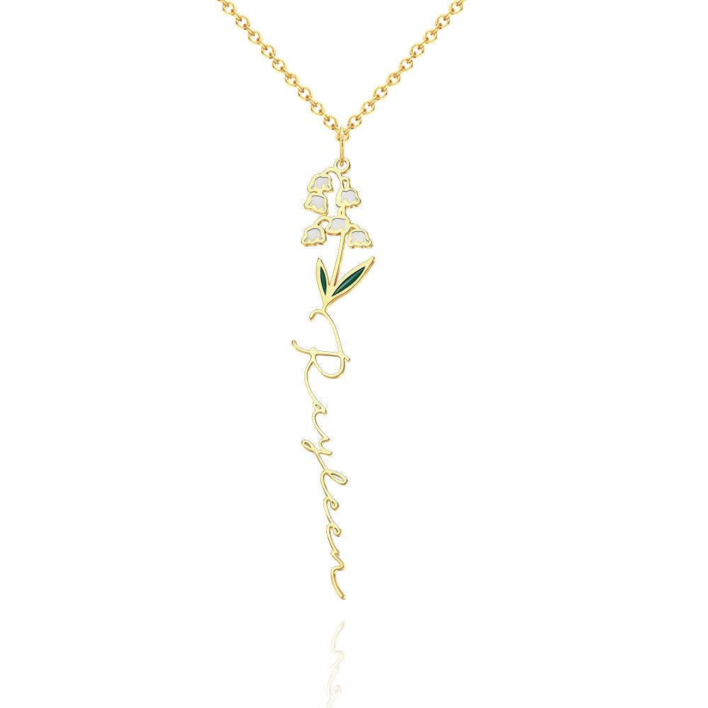 Nom Personnalisé Mois De Naissance Collier De Fleurs Colorées Pendentif Fleuri Délicat Bijoux Cadeaux D'anniversaire - votrecollierprenomfr
