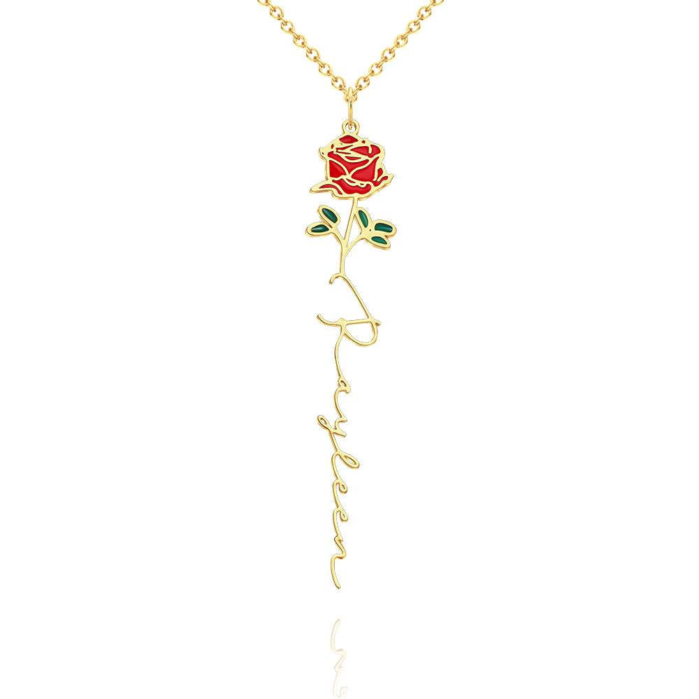 Nom Personnalisé Mois De Naissance Collier De Fleurs Colorées Pendentif Fleuri Délicat Bijoux Cadeaux D'anniversaire - votrecollierprenomfr