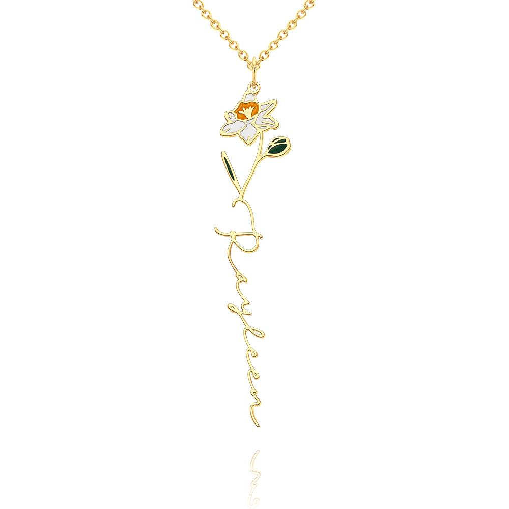 Nom Personnalisé Mois De Naissance Collier De Fleurs Colorées Pendentif Fleuri Délicat Bijoux Cadeaux D'anniversaire - votrecollierprenomfr