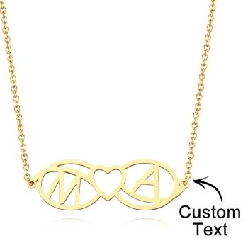 Amour Nom Collier Personnalisé Amour Coeur Infini Initiales Collier Cadeau Pour Elle - votrecollierprenomfr