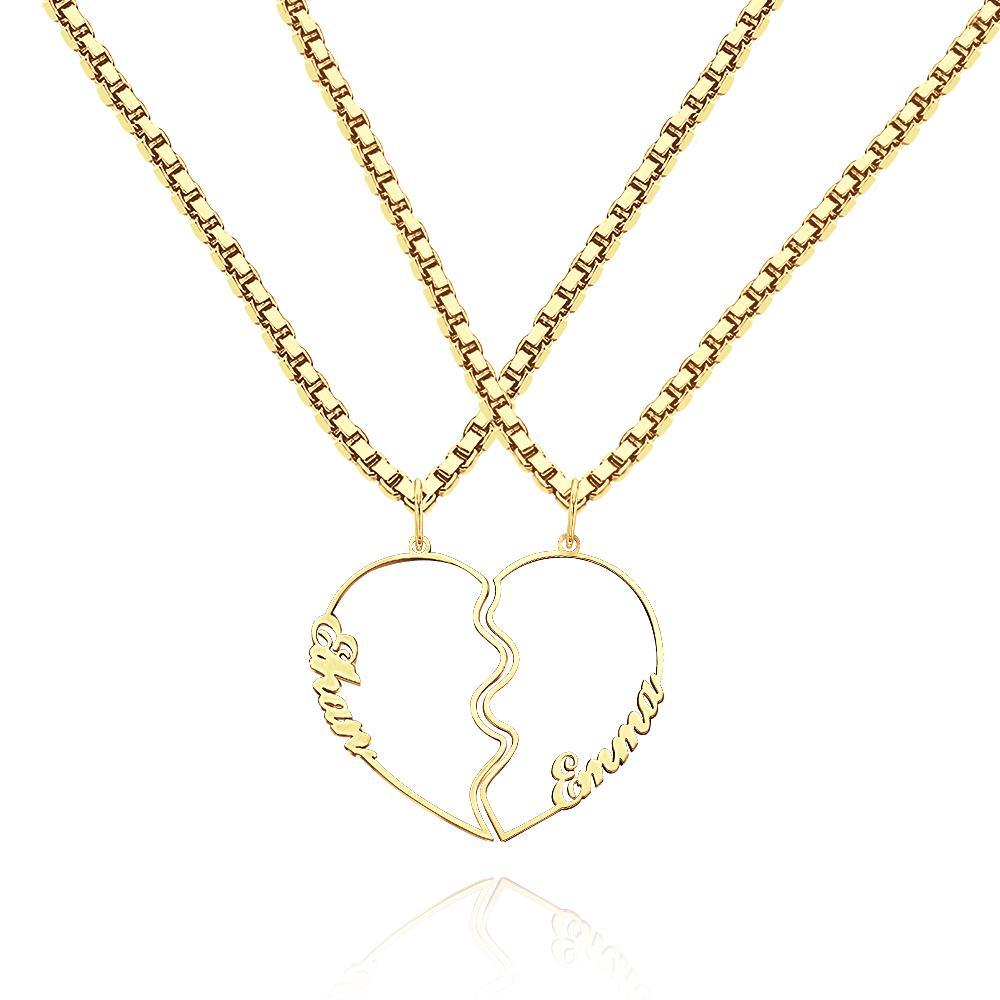 Collier De Nom Assorti Personnalisé Collier De Couple De Coeur D'amour Romantique - votrecollierprenomfr