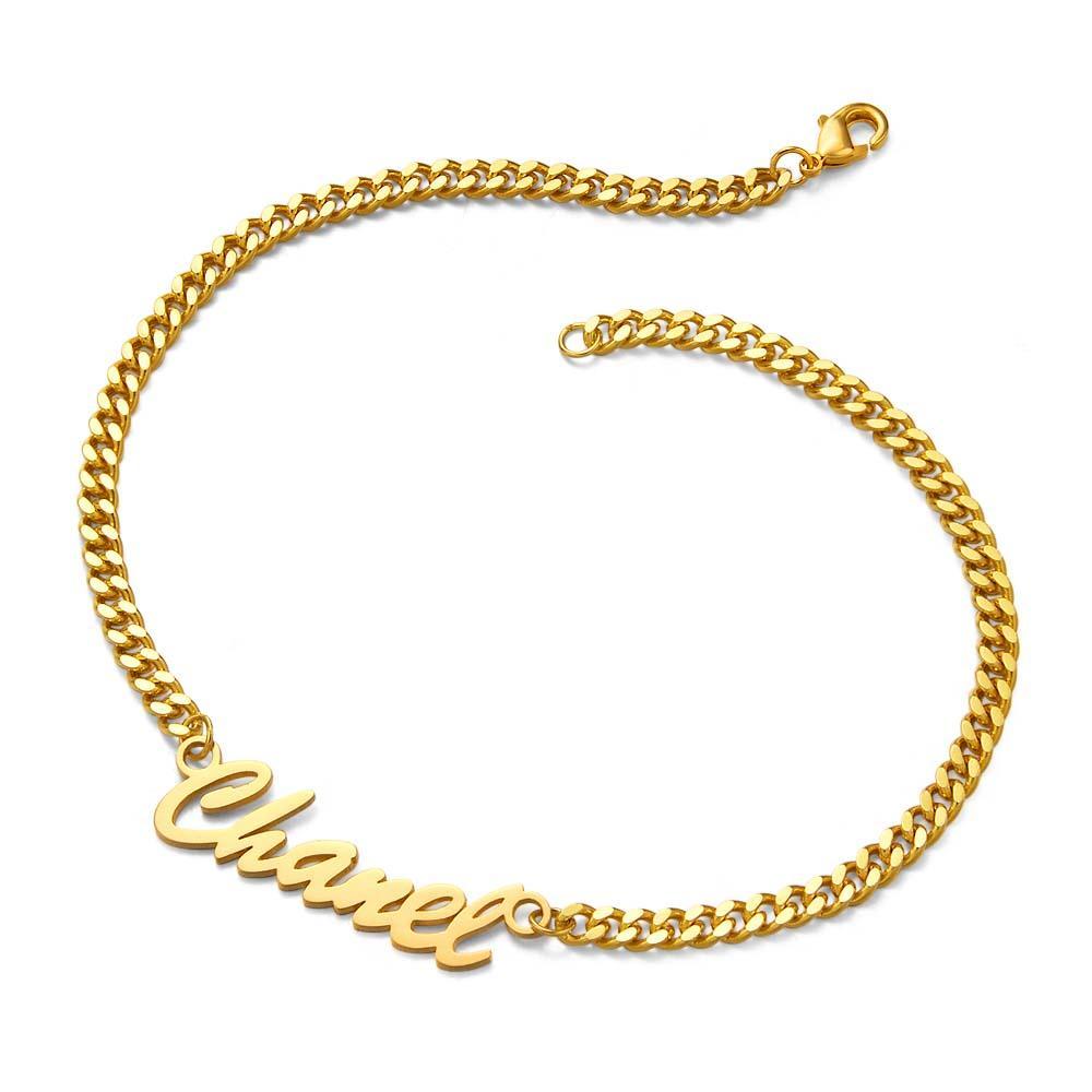Bracelet Épais Prénom Personnalisé Votre Nom Pour Hommes Garçons Femmes Chaîne Gourmette Lourde - votrecollierprenomfr
