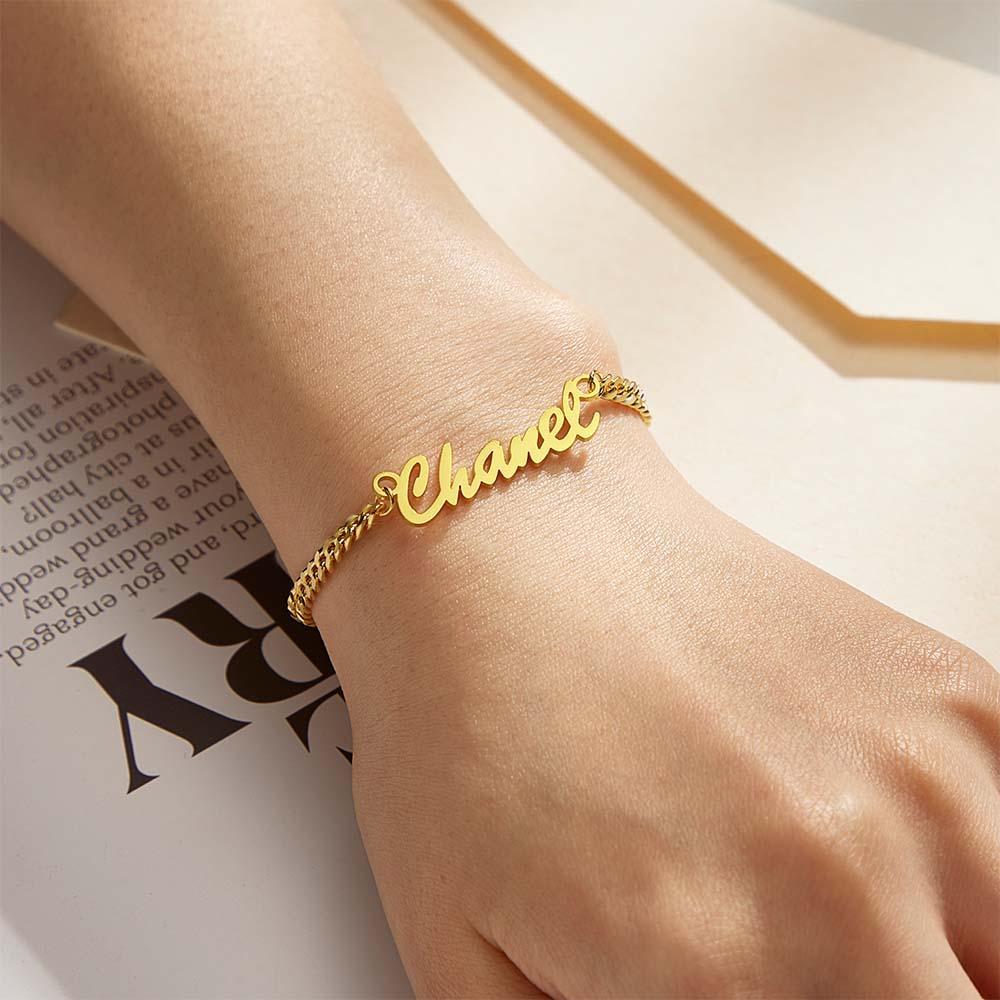 Bracelet Épais Prénom Personnalisé Votre Nom Pour Hommes Garçons Femmes Chaîne Gourmette Lourde - votrecollierprenomfr