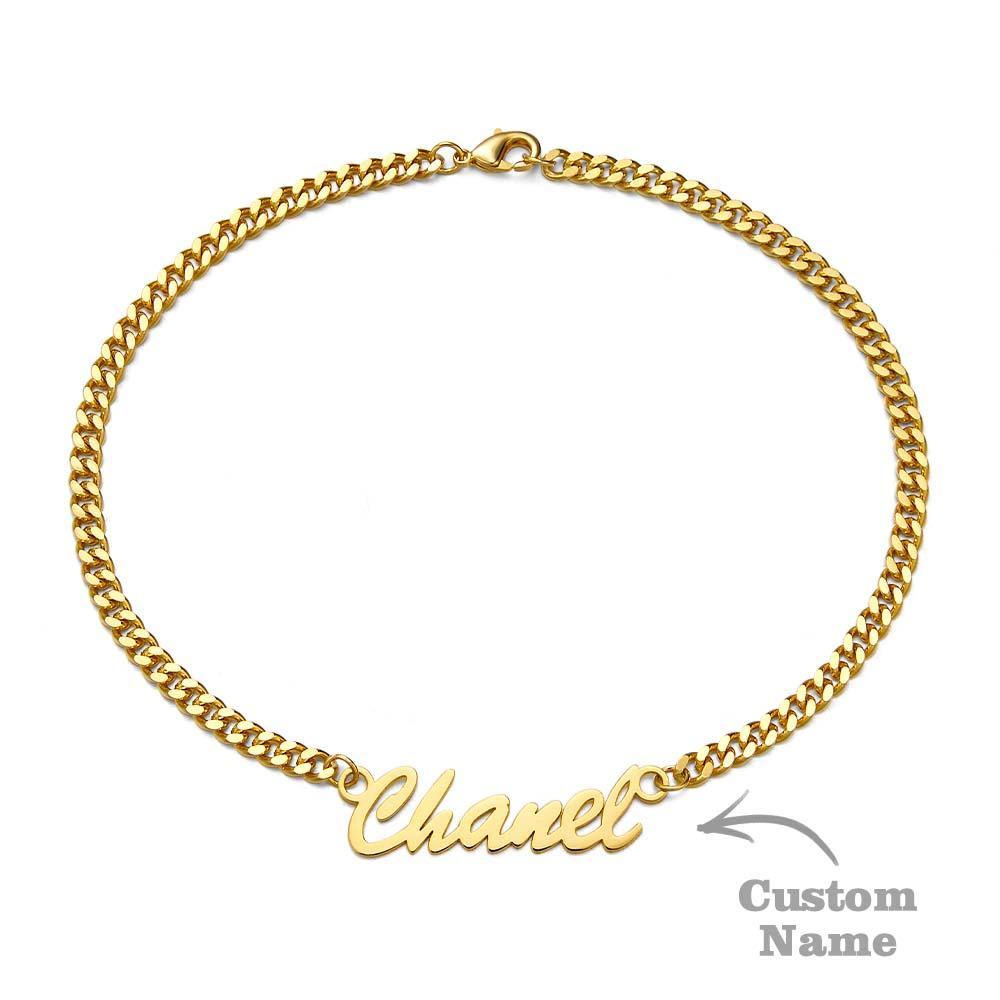 Bracelet Épais Prénom Personnalisé Votre Nom Pour Hommes Garçons Femmes Chaîne Gourmette Lourde - votrecollierprenomfr