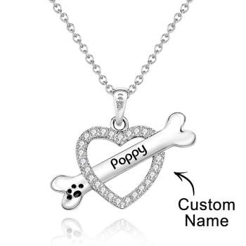 Collier En Os Personnalisé Avec Pendentif En Strass En Forme De Cœur En Forme De Texte Cadeau Pour Elle - votrecollierprenomfr