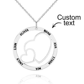 Collier Avec Nom Gravé Avec Double Cercle De Cœurs, Pendentif Élégant, Bijoux Cadeaux Pour Elle - votrecollierprenomfr