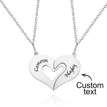 Collier Puzzle Cœur Gravé Personnalisé, Pendentif Créatif Personnalisé Pour Couples - votrecollierprenomfr