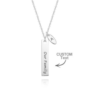 Collier De Barre De Feuille Initiale Personnalisé, Pendentif Avec Nom Gravé Noble, Cadeaux Pour Elle - votrecollierprenomfr
