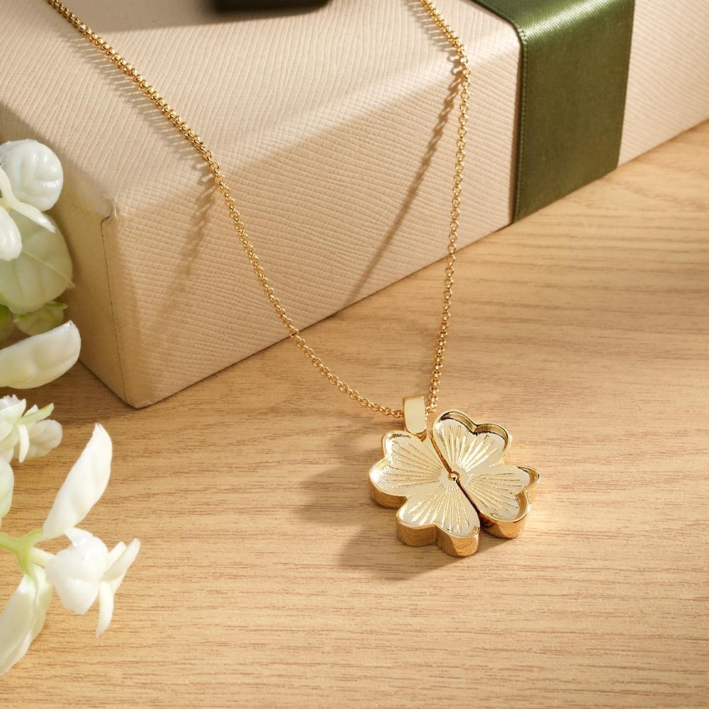 Collier Trèfle Porte-bonheur Personnalisé Avec Nom Gravé, Cadeau Pour Elle - votrecollierprenomfr