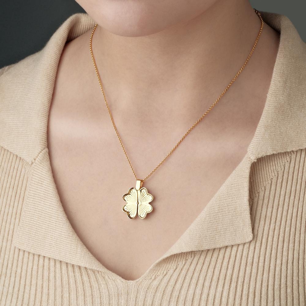 Collier Trèfle Porte-bonheur Personnalisé Avec Nom Gravé, Cadeau Pour Elle - votrecollierprenomfr