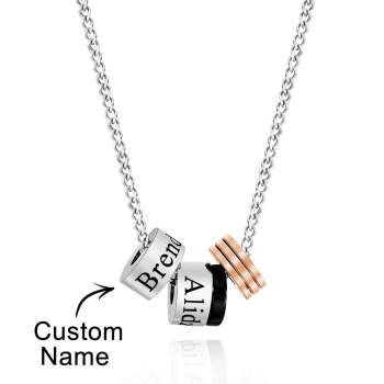 Collier De Perles Circulaires Gravées Personnalisées, Collier À Breloques Avec Nom Personnalisé Pour Hommes - votrecollierprenomfr