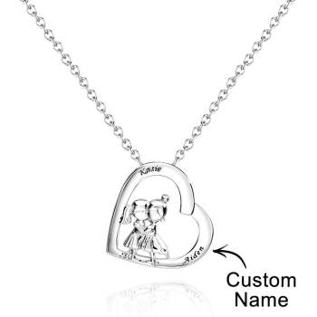 Collier Gravé Personnalisé Pour Meilleurs Amis, Pendentif En Forme De Cœur Personnalisé, Cadeaux Pour Elle - votrecollierprenomfr