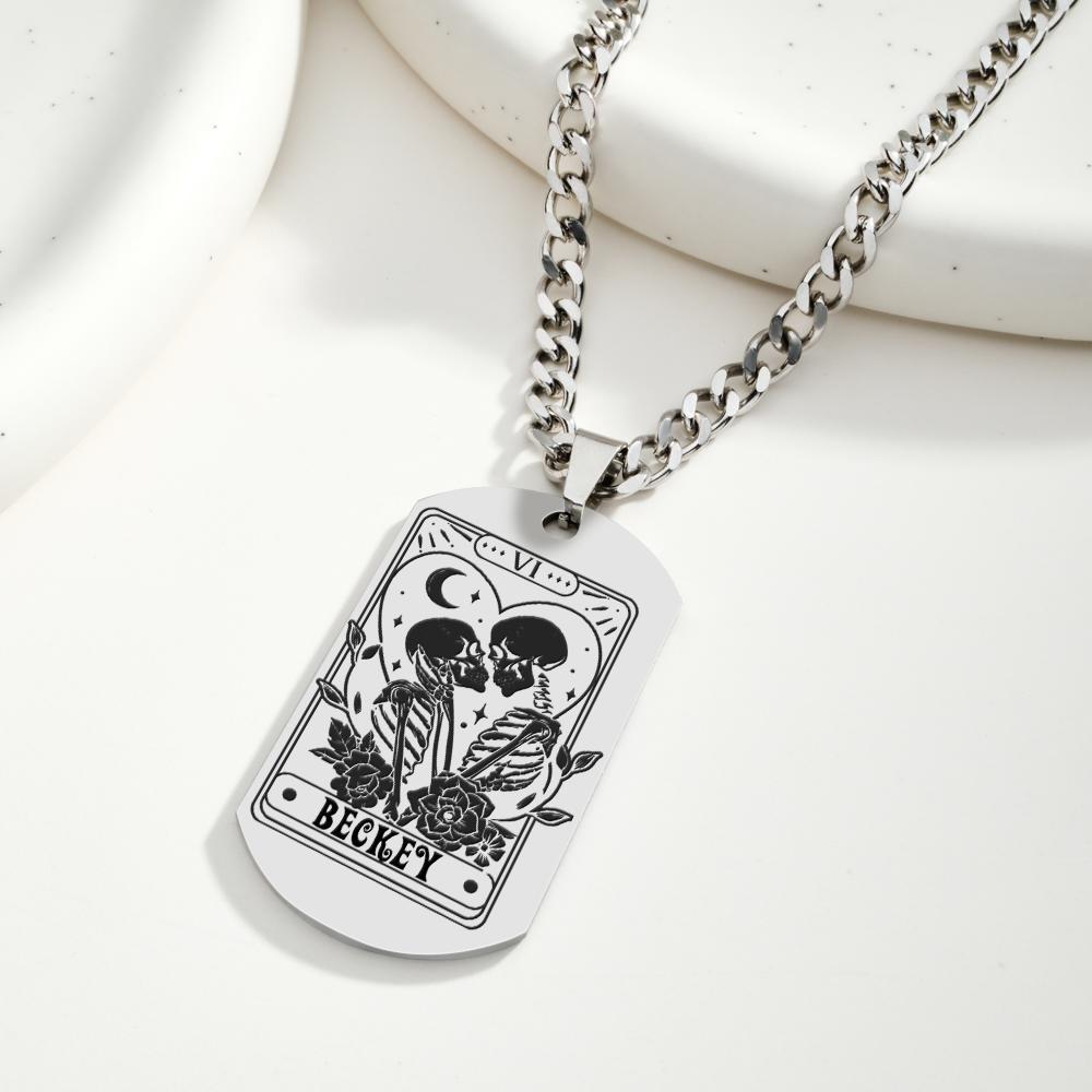 Collier Gravé Personnalisé En Acier Inoxydable, Cadeau Pour Couple - votrecollierprenomfr