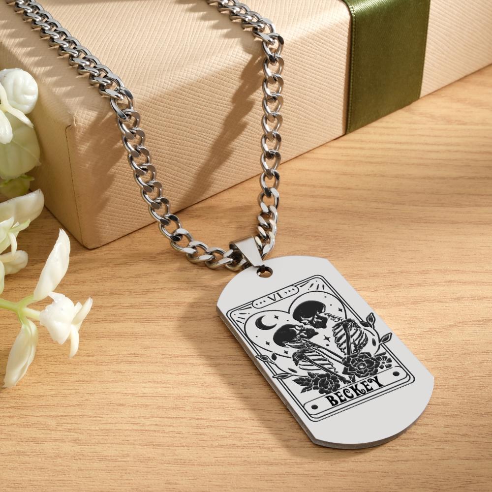 Collier Gravé Personnalisé En Acier Inoxydable, Cadeau Pour Couple - votrecollierprenomfr