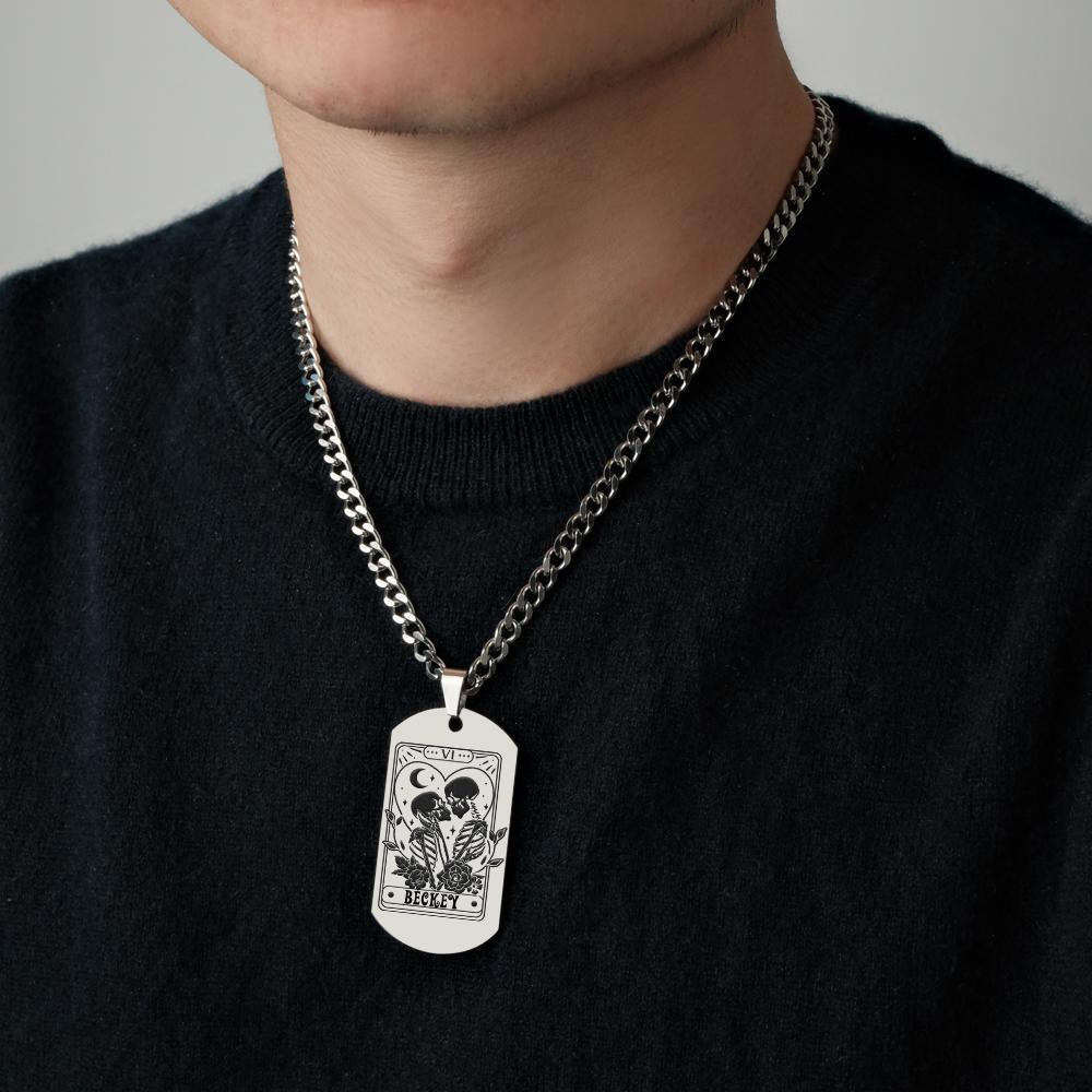 Collier Gravé Personnalisé En Acier Inoxydable, Cadeau Pour Couple - votrecollierprenomfr