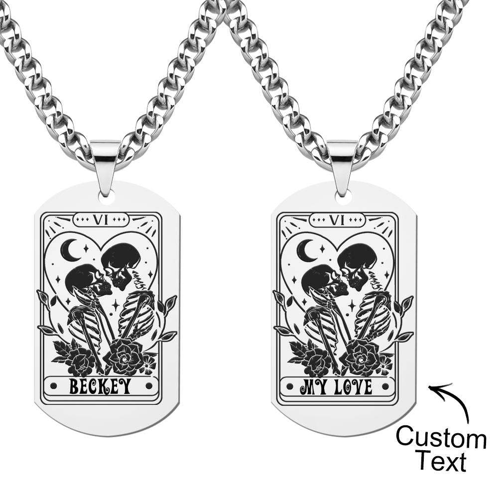 Collier Gravé Personnalisé En Acier Inoxydable, Cadeau Pour Couple - votrecollierprenomfr