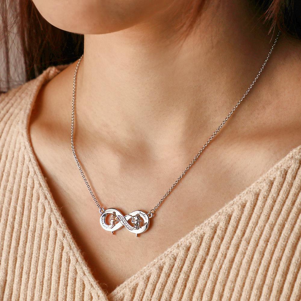 Collier En Zircon Gravé Personnalisé, Deux Filles Assises, Collier De Loisirs, Cadeaux Pour Amis - votrecollierprenomfr