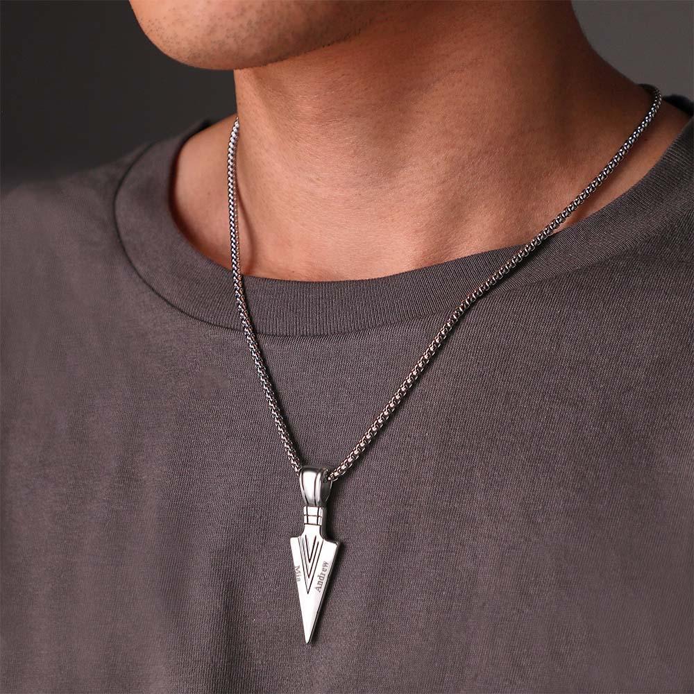 Collier Avec Nom Personnalisé, Point De Lance, Cadeau De Mode Pour Hommes - votrecollierprenomfr