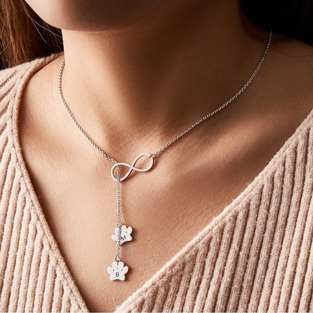 Collier Personnalisé Avec Initiales Et Lettres Imprimées Pattes, Pour Amoureux Des Animaux De Compagnie - votrecollierprenomfr