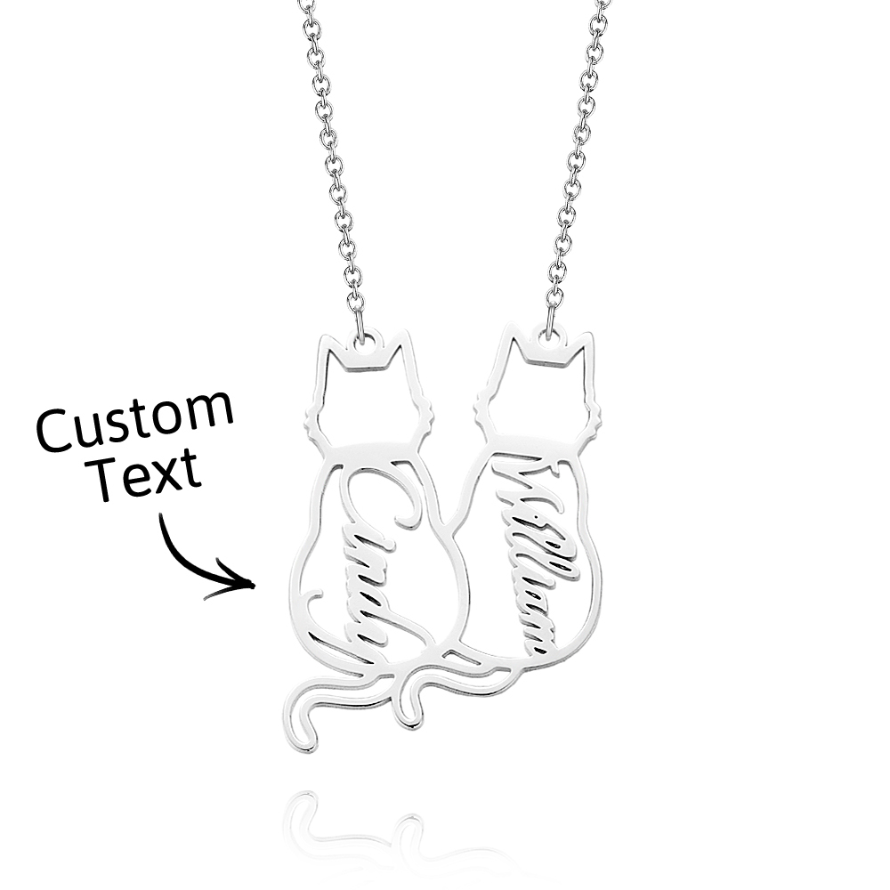 Collier Chat Personnalisé Avec Nom De Chat Porte-bonheur Gravé - Cadeau Pour Elle - votrecollierprenomfr