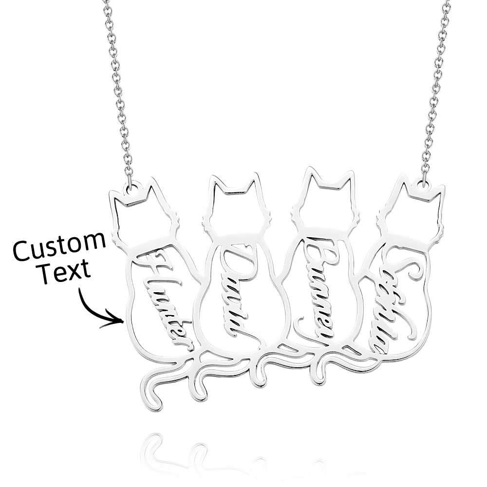 Collier Chat Personnalisé Avec Nom De Chat Porte-bonheur Gravé - Cadeau Pour Elle - votrecollierprenomfr