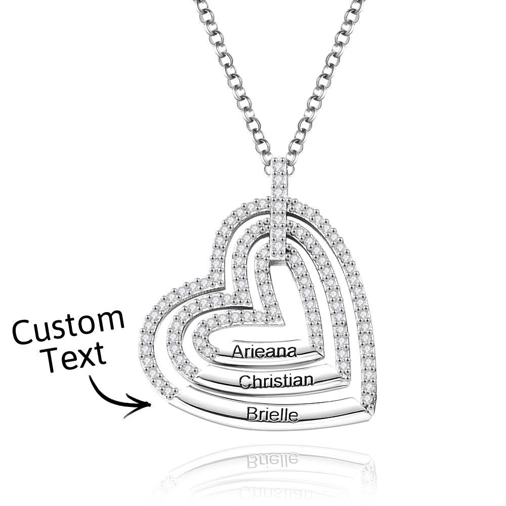 Collier Personnalisé En Or Avec 3 Noms Gravés, Collier En Forme De Cœur, Promesse D'anniversaire, Bijoux De Famille, Cadeaux Pour Elle - votrecollierprenomfr