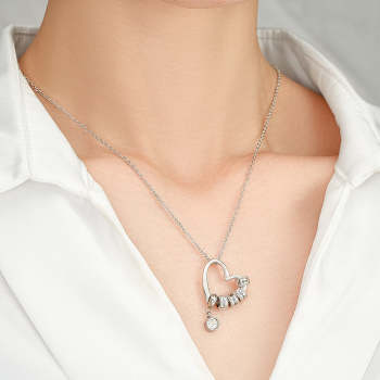 Collier Cœur Charmant Gravé Personnalisé, Cadeau D'amour Commémoratif Créatif - votrecollierprenomfr