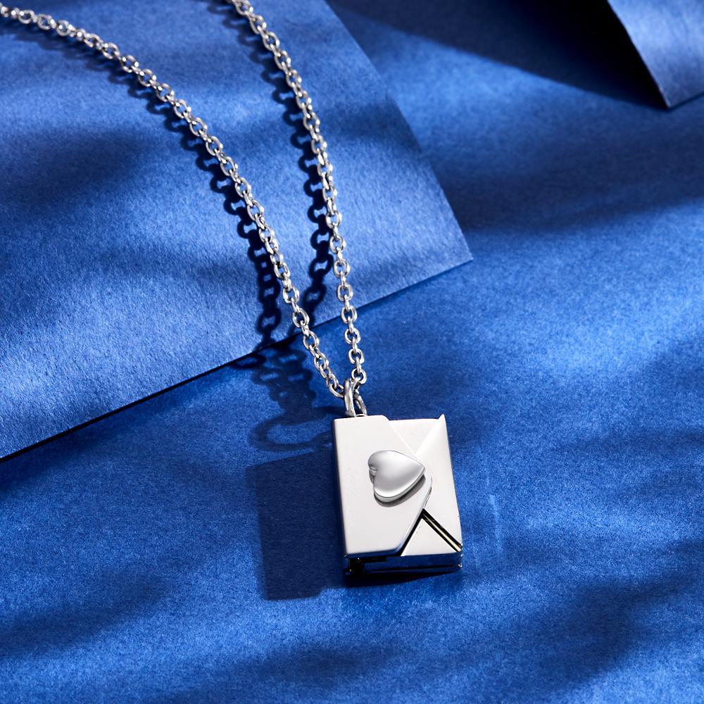 Enveloppe Gravée Coeur Lettre Collier Clavicule Collier Nom Pendentif - votrecollierprenomfr
