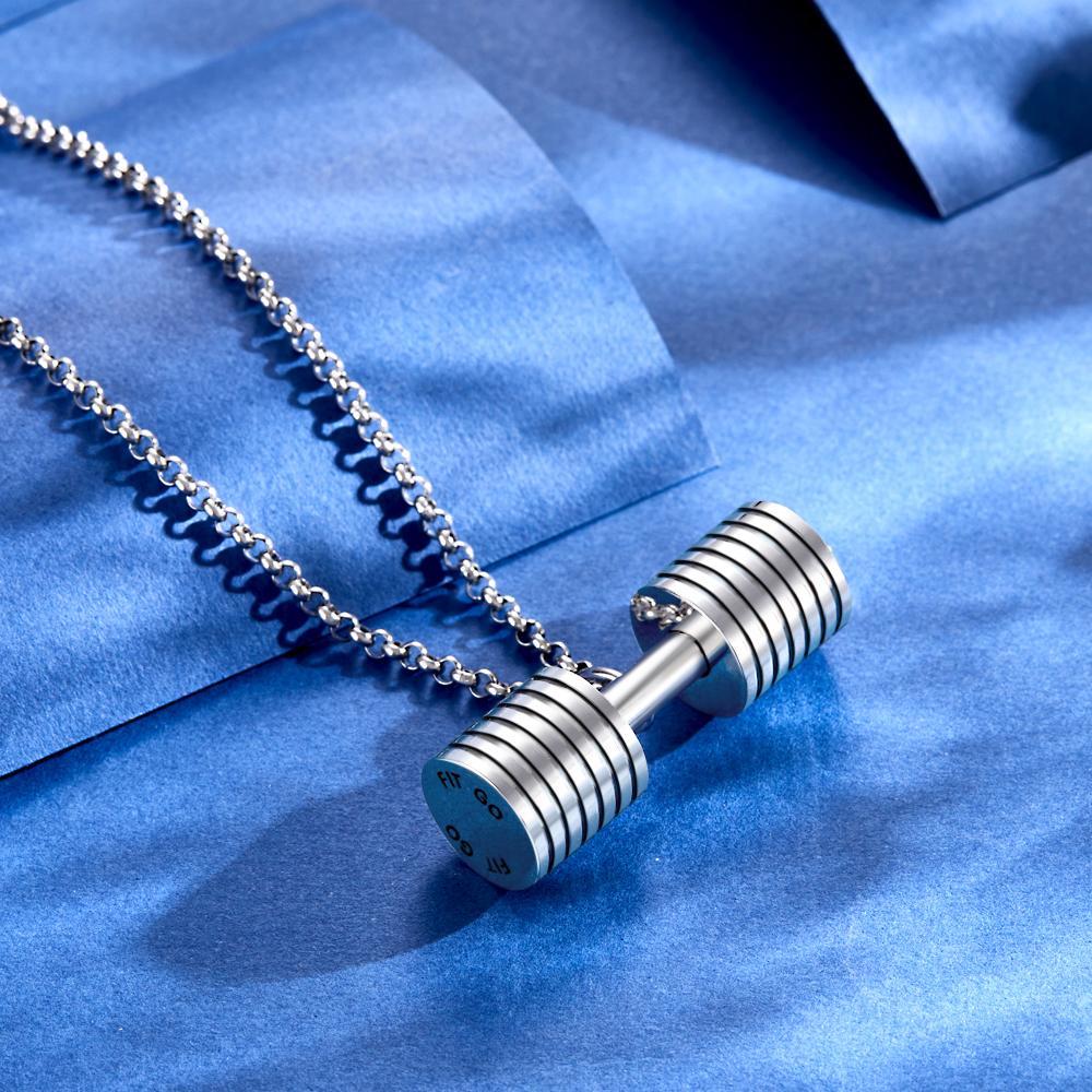 Gravé Haltérophilie Petit Collier Barbell Hip Hop Fitness Collier De Levage Pour Hommes Femmes - votrecollierprenomfr
