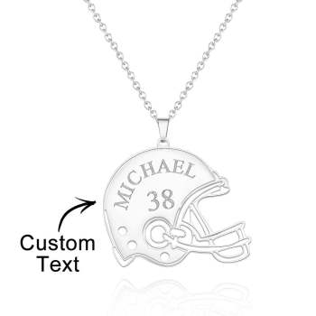 Collier Gravé Personnalisé Cadeaux De Casque De Sport De Football - votrecollierprenomfr