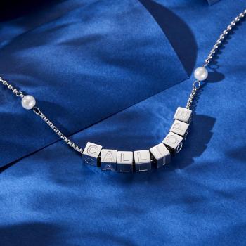 Collier Gravé Personnalisé Pendentif Carré Cadeaux Homme Simple - votrecollierprenomfr