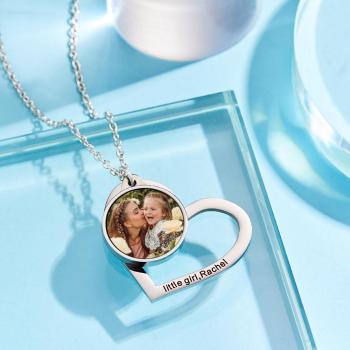 Collier Photo Gravé Personnalisé Cadeaux Créatifs En Forme De Coeur - votrecollierprenomfr