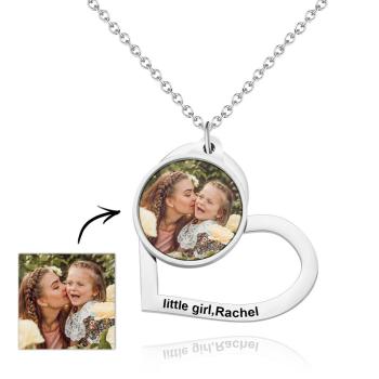 Collier Photo Gravé Personnalisé Cadeaux Créatifs En Forme De Coeur - votrecollierprenomfr