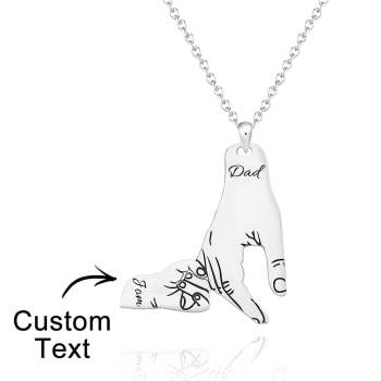 Collier Gravé Personnalisé Grandes Mains Petites Mains Nom Collier Cadeau Créatif - votrecollierprenomfr