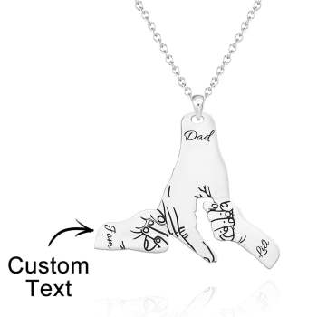 Collier Gravé Personnalisé Grandes Mains Petites Mains Nom Collier Cadeau Créatif - votrecollierprenomfr