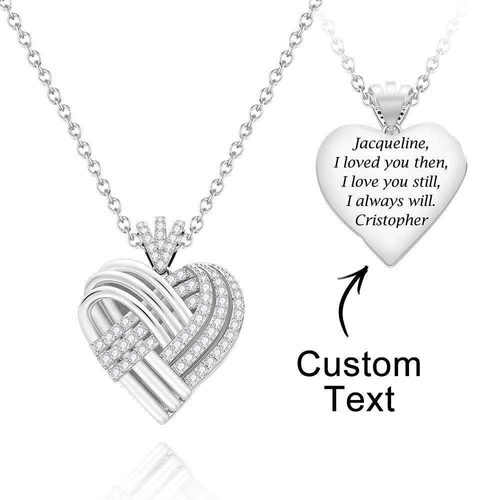 Woven Together Personnalisé Coeur Collier Personnalisé Gravé Pendentif Cadeaux Pour Elle - votrecollierprenomfr