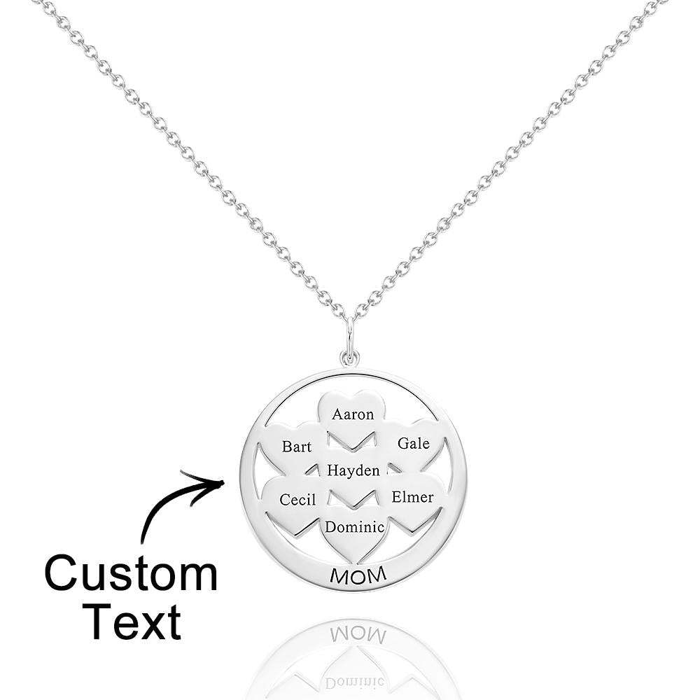 Collier Gravé Personnalisé Cercle Coeurs Maman Pendentif Collier Cadeau Créatif - votrecollierprenomfr